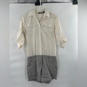 New York & Company white grey romper size 2